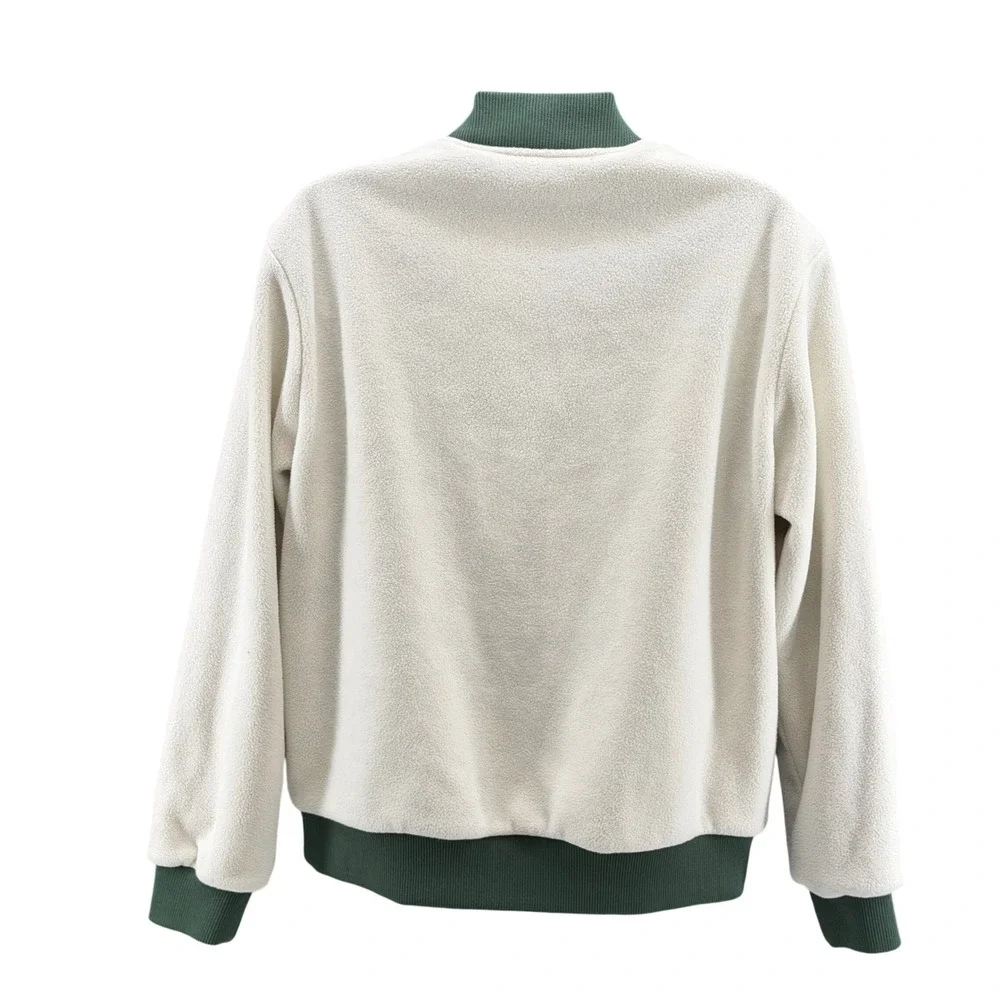 True Religion size M Medium Fleece Utility Bomber Jacket Winter White/Green.